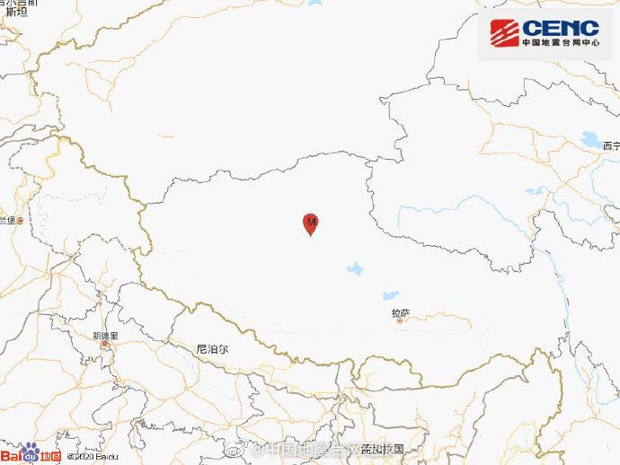 西藏那曲市尼玛县发生3.8级地震震源深度6千米