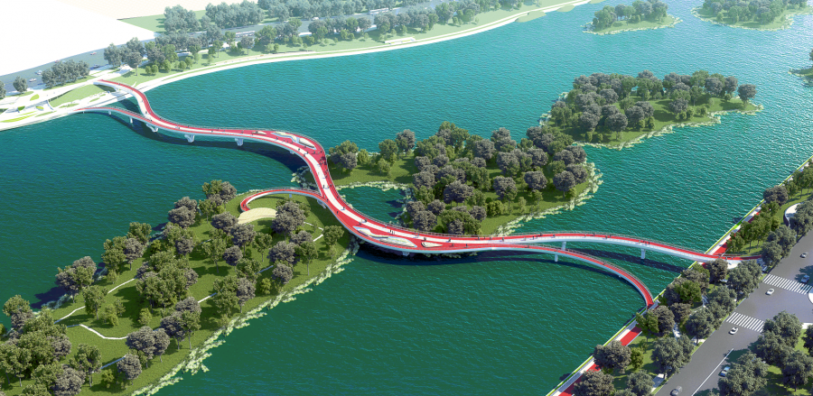 灞河（东三环-欧亚大道段）跨河人行桥效果图
