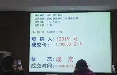 中学小卖部租赁拍出320万天价