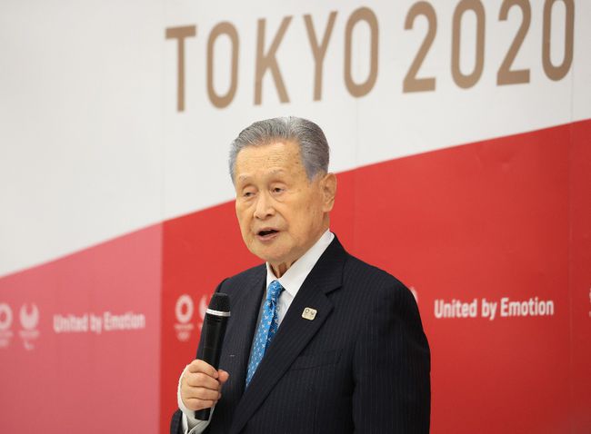 森喜朗在东京奥组委召开的会议上正式辞职。 新华社 资料图