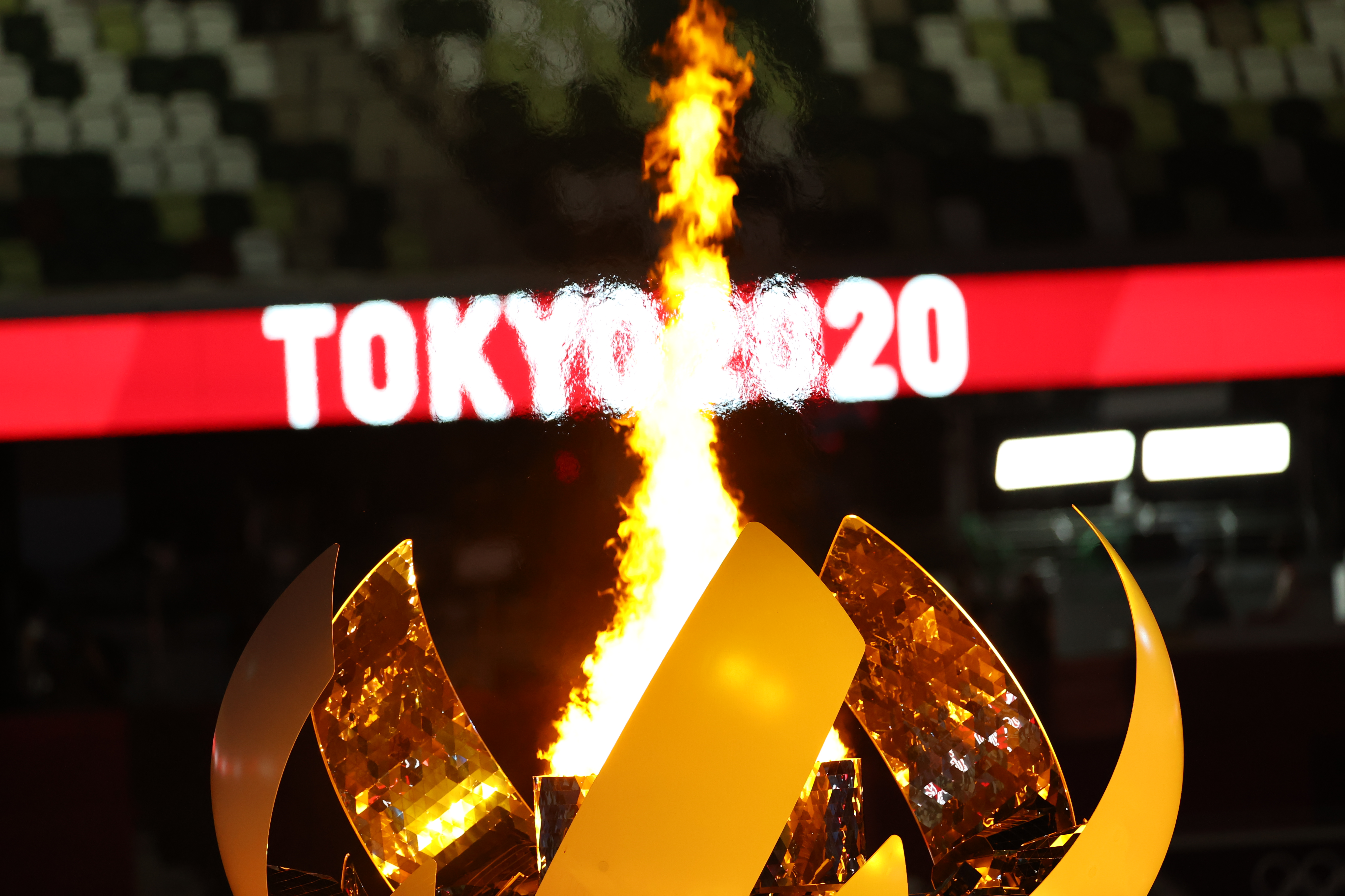 当地时间2021年7月23日，日本东京，2020东京奥运会开幕式，奥运圣火。