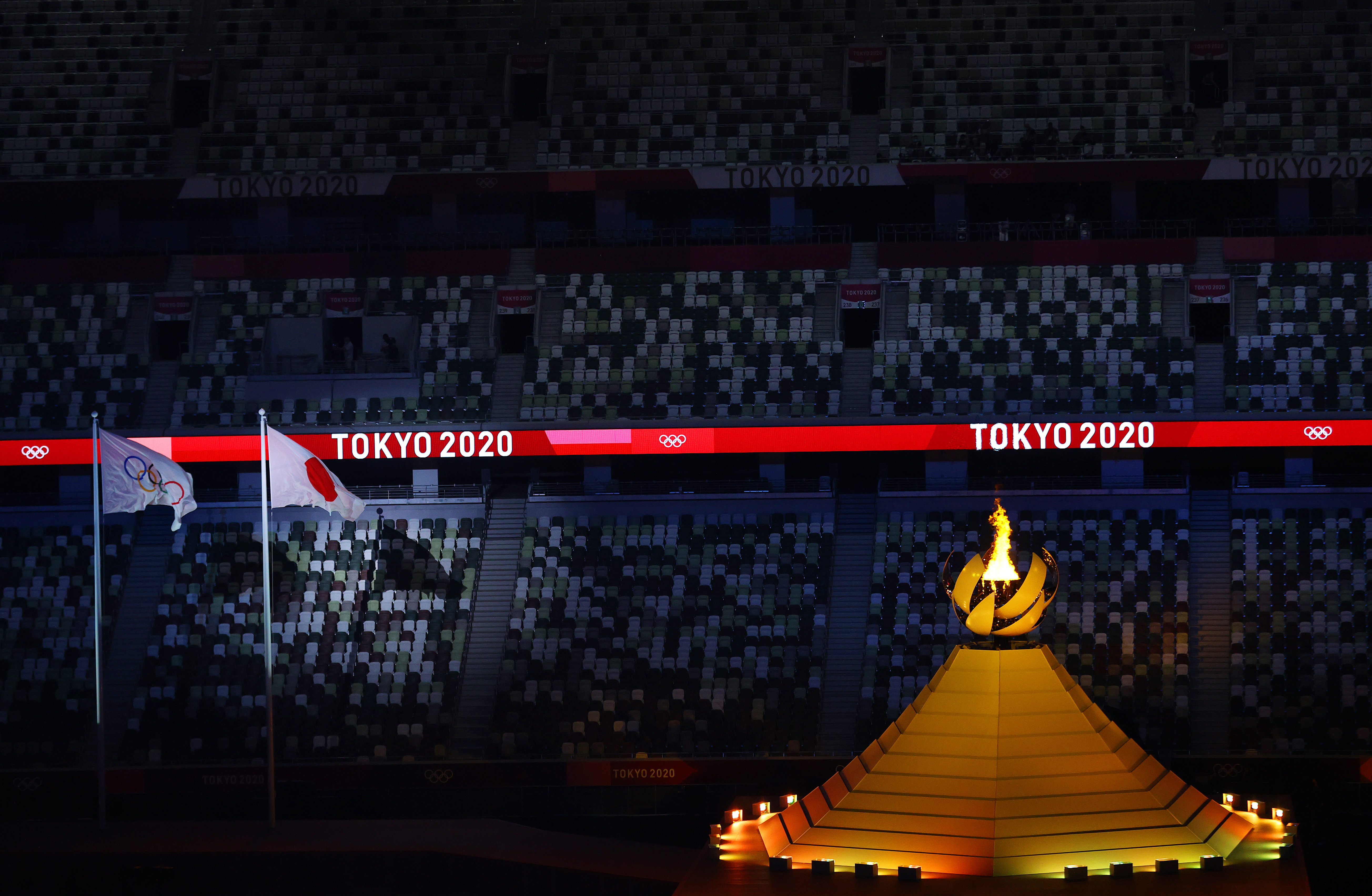 当地时间2021年7月23日，日本东京，2020东京奥运会开幕式，点火仪式。