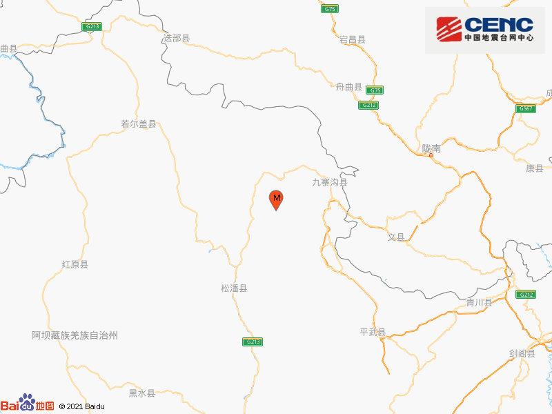 四川阿坝州九寨沟县发生3.2级地震 震源深度26千米