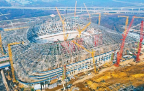 城北首个剧场将封顶 西安国际足球中心主体完成