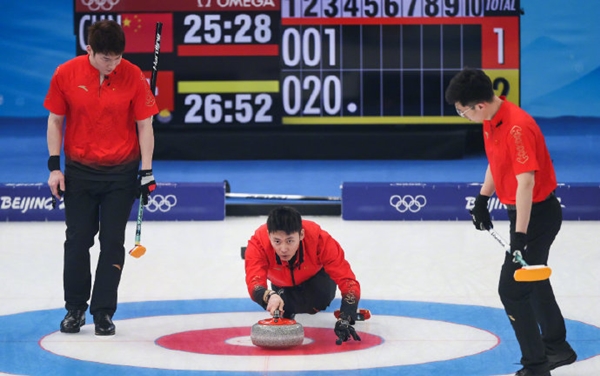 循环赛最后一战 中国男子冰壶6比5战胜瑞士