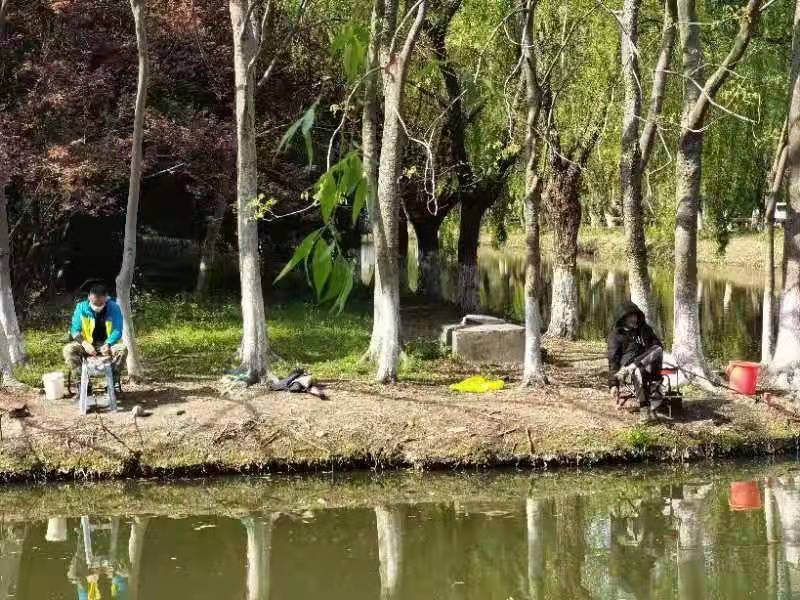 两男子在河边钓鱼。本文图片均来自青浦公安