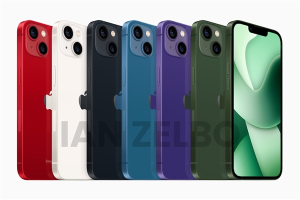 iPhone 14全系11款配色外观图：标配紫色、远峰蓝/粉色被取消