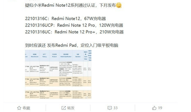 Redmi Note 12要用210W快充：入网信息公布