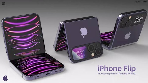 iPhone 15 Flip折叠屏手机最新渲染图曝光：翻盖设计、灵动岛果味十足