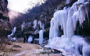 泾河边的羊尾巴沟冰瀑