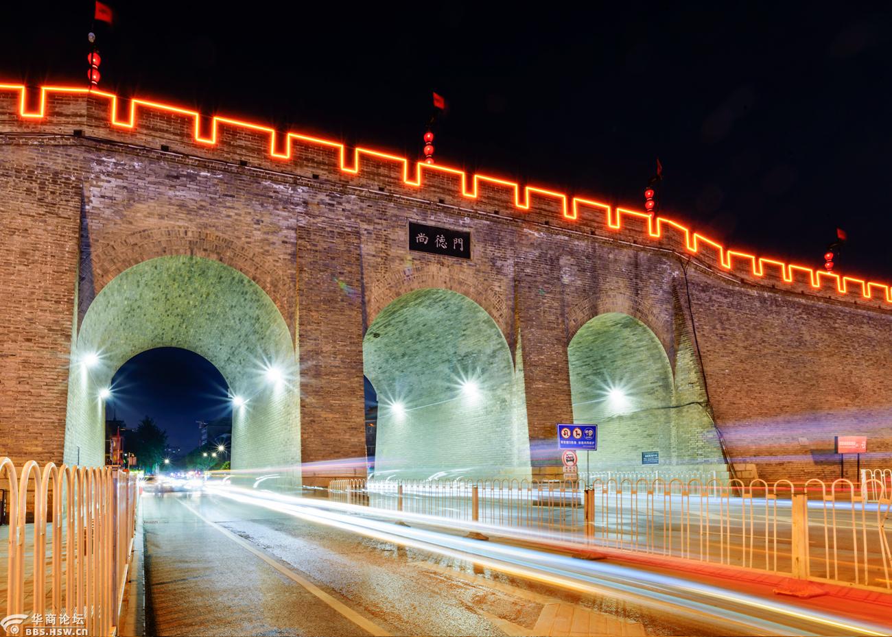 西安火车站附近城墙四座城门夜景随拍