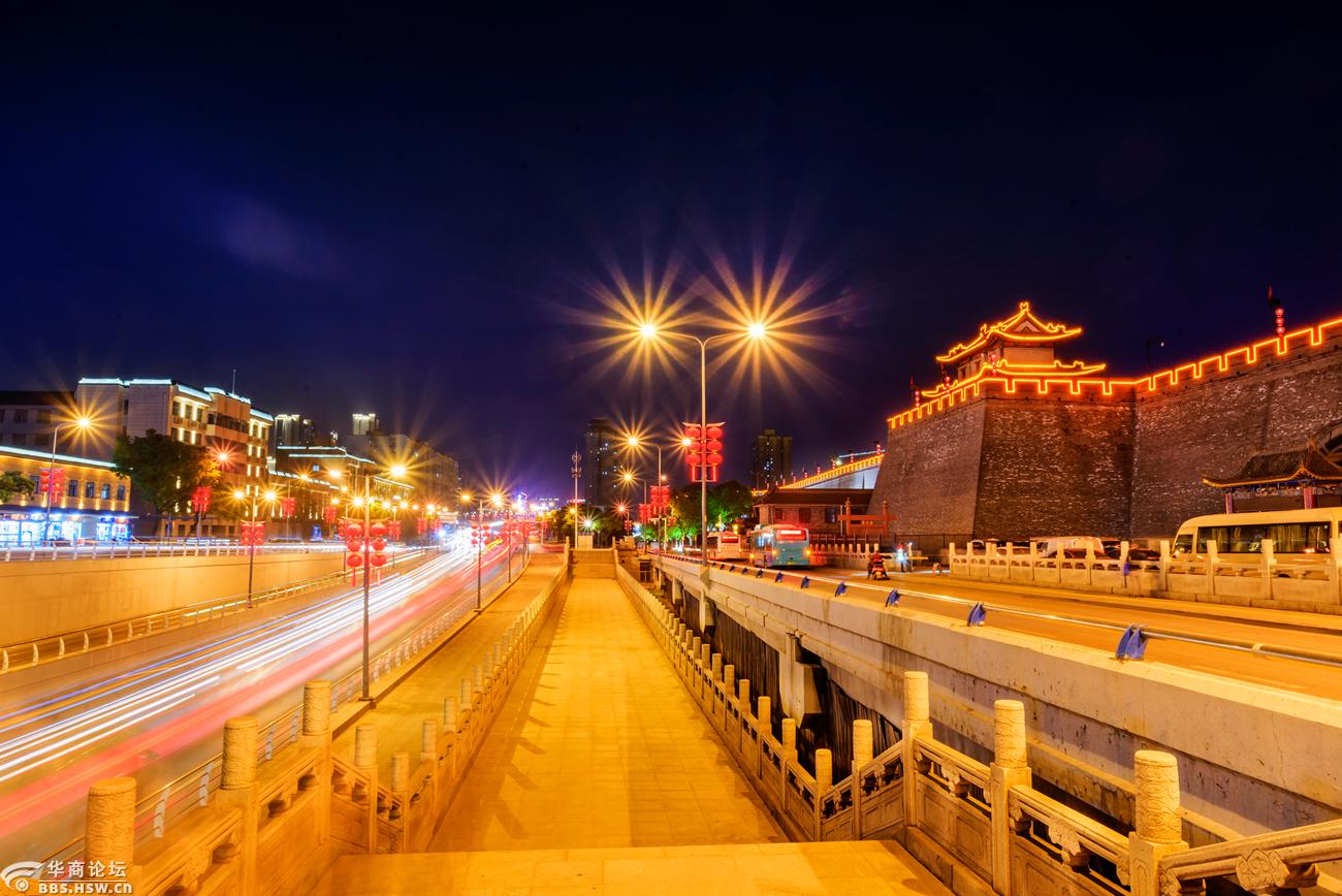 西安火车站附近城墙四座城门夜景随拍