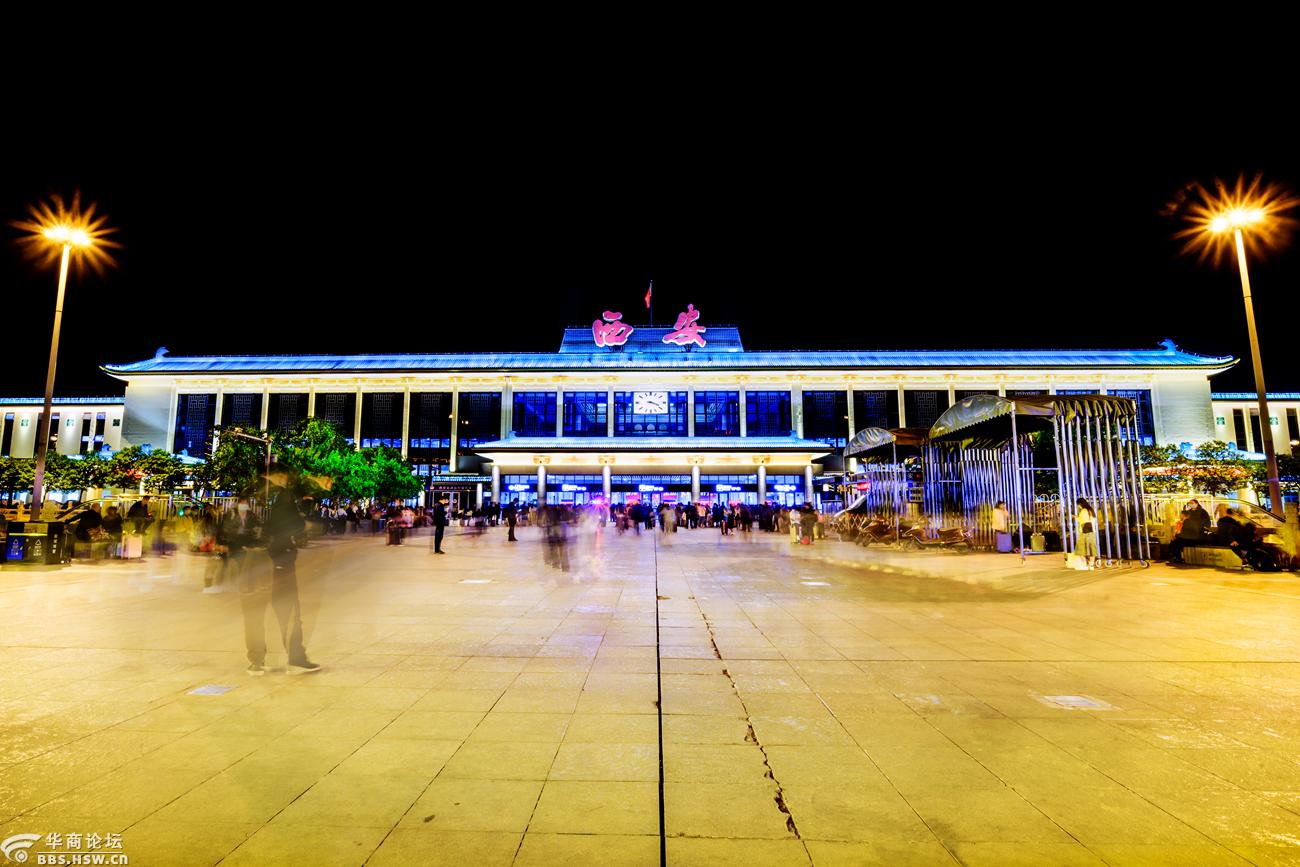 西安火车站附近城墙四座城门夜景随拍