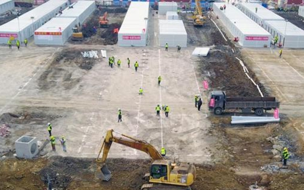 航拍长春在建方舱 计划22日全部建设完成