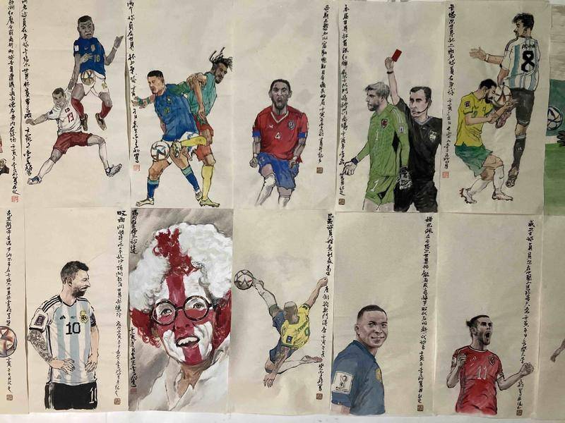 诸神黄昏！西安80后美术老师用画笔创作世界杯人物系列告别青春