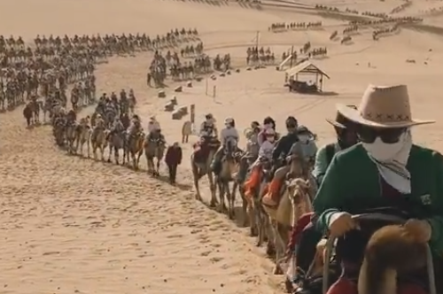 视频丨甘肃敦煌“骆驼大队”望不到边 网友：走出了丝绸之路既视感